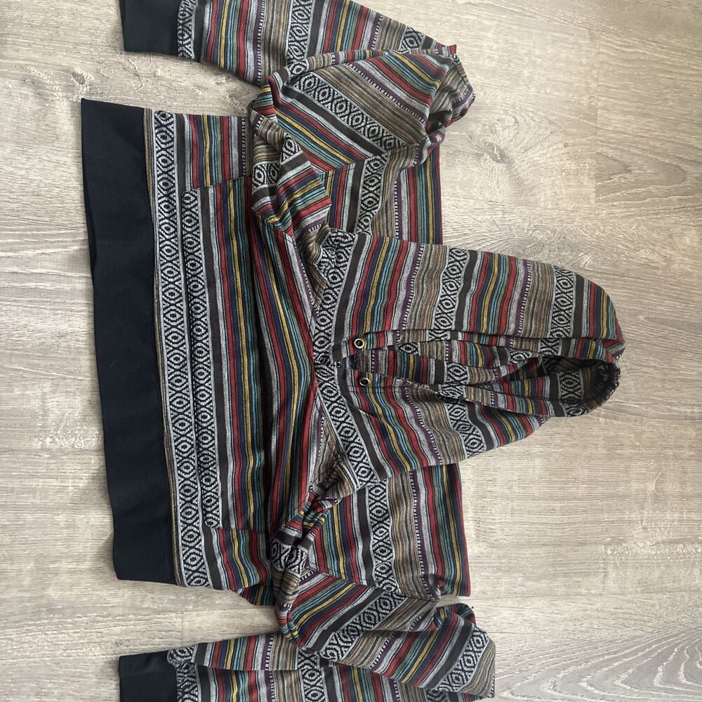 Beautiful Giant Baja Hoodie Men’s XL Southwestern Aztec Striped Boho Pullover